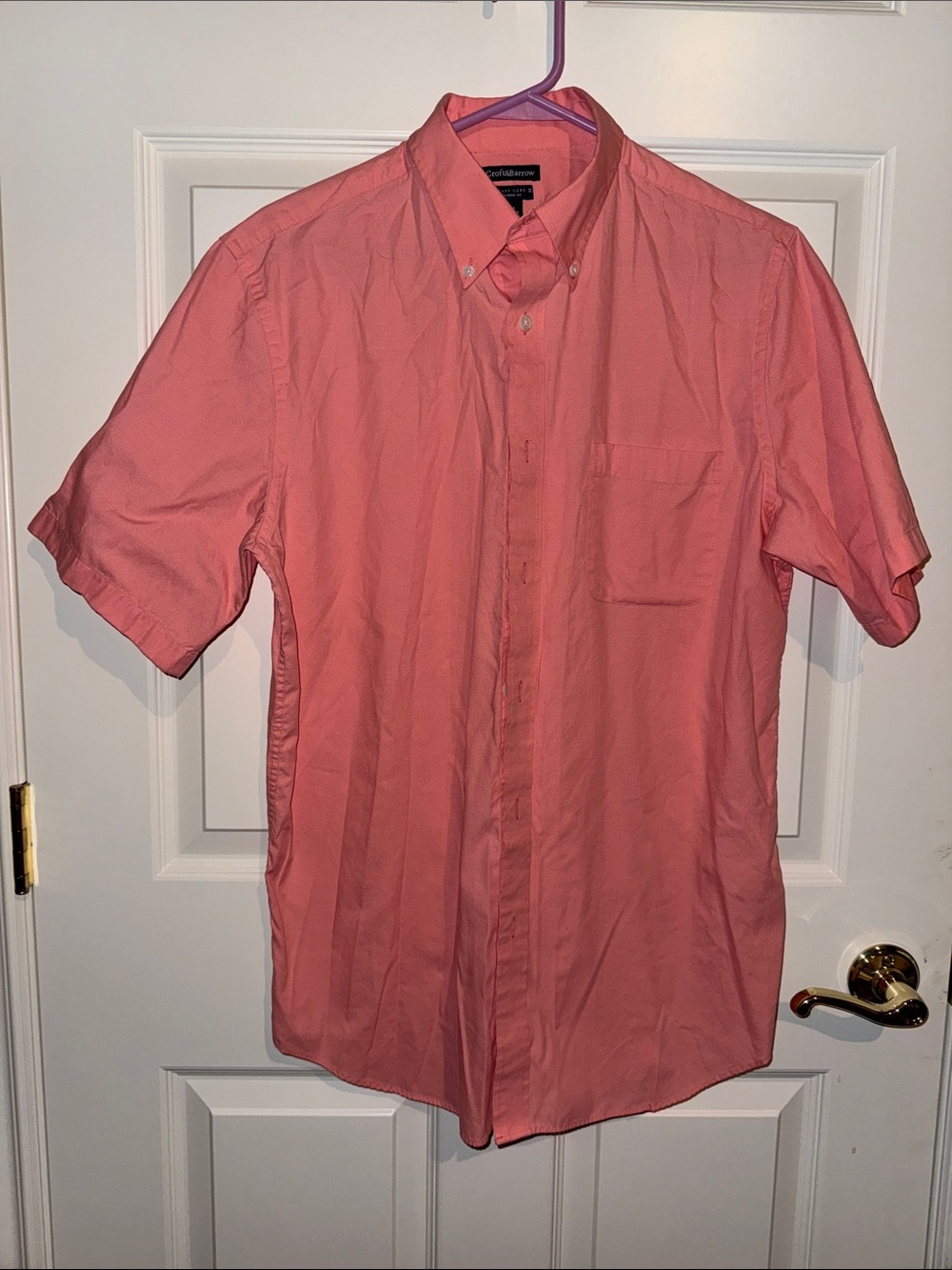 Short-Sleeve Button-Down Shirt - Coral